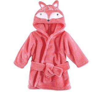 HUDSON BABY Baby Girl Fox Soft Plush Coral Bathrobe Size:  0-9 Months